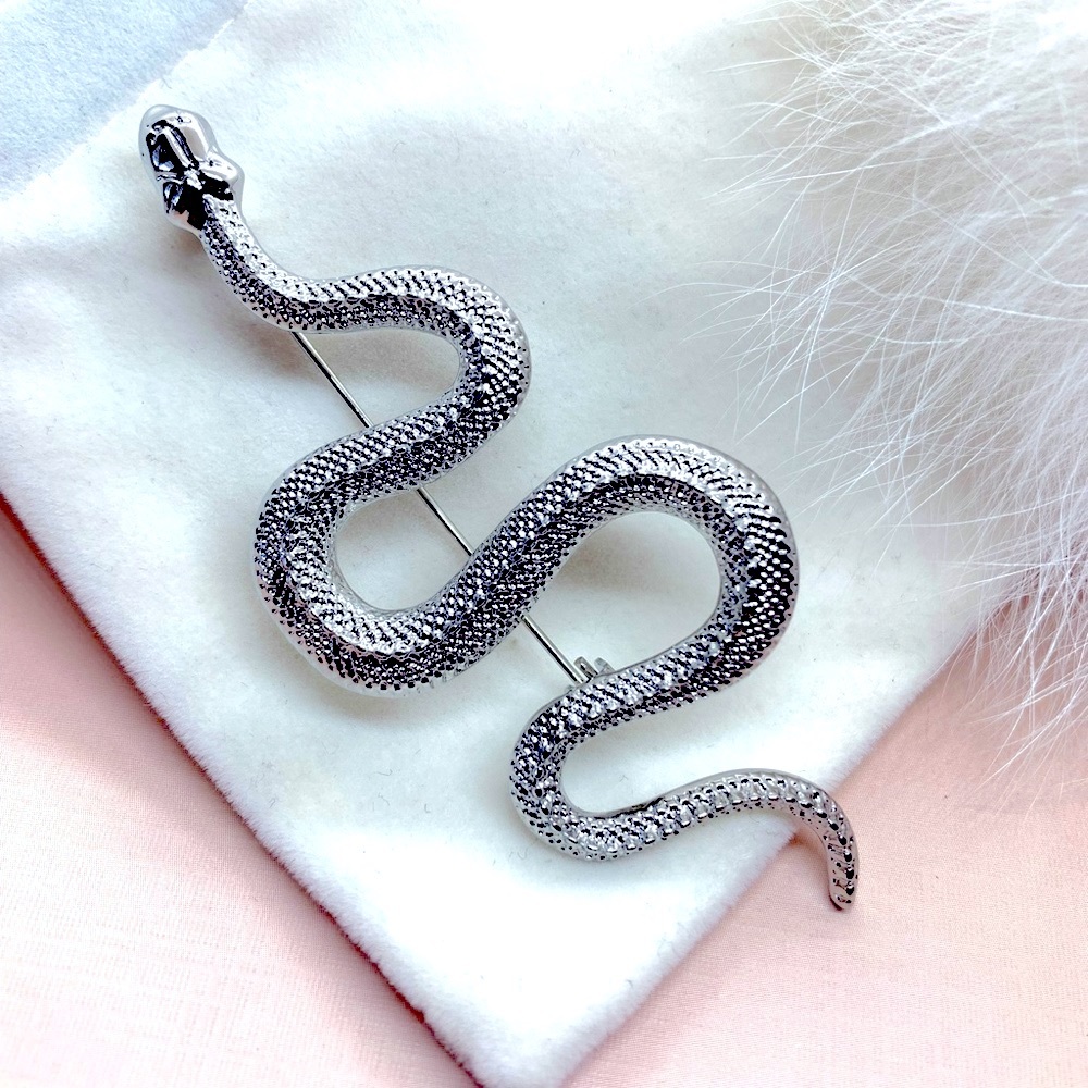 Silver Snake Brooch